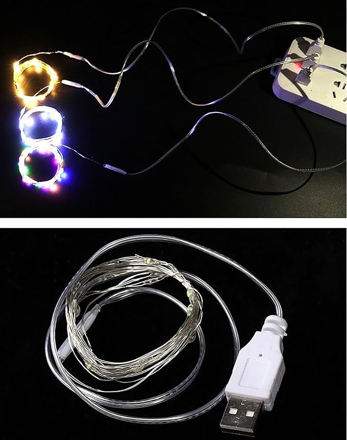 Sokelinn-six 2m 20 LEDs Fairy String Lights, USB Powered String Light for Desk Office Christmas Tree Party Decoration (Multi-Colored, 5)