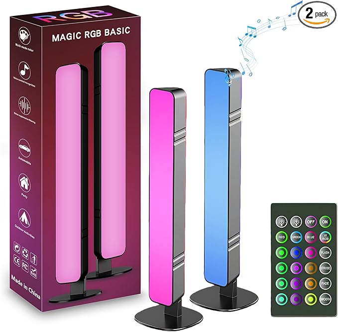 Smart RGB LED Light Bars for Gaming Desk & PC Monitor - 10 Inches Stereoscopic/Horizontal Placement, 16 Million Colors with Music Sync, Remote Control, 15 Modes, USB Powered TV Backlights