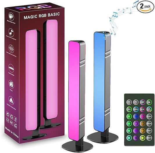 Smart RGB LED Light Bars for Gaming Desk & PC Monitor - 10 Inches Stereoscopic/Horizontal Placement, 16 Million Colors with Music Sync, Remote Control, 15 Modes, USB Powered TV Backlights
