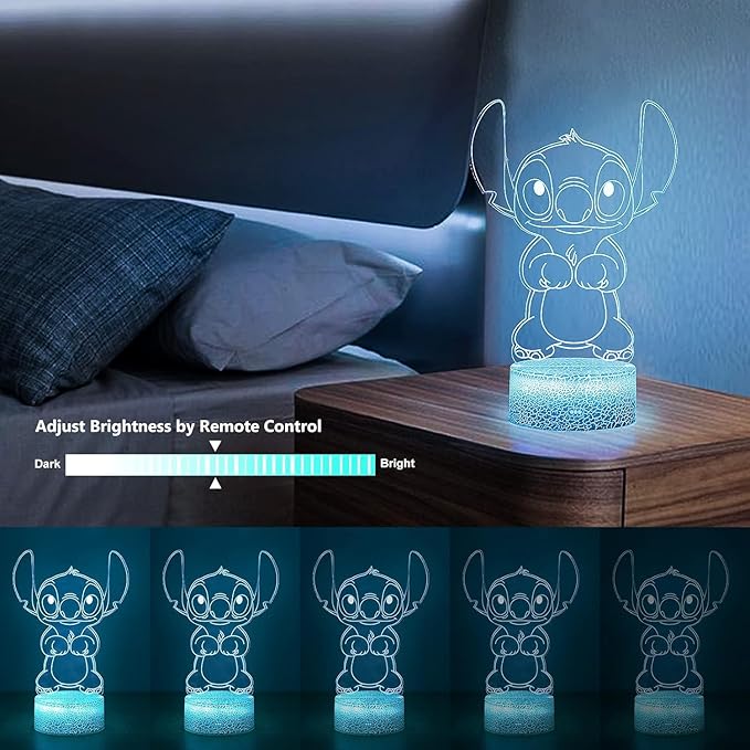 Hoofun Stitch Night Light with Timer & Memory,【2025 New Upgraded】 16 Color Changing LED Lamp,Touch & Remote Control, Stitch Gifts for Girls, Kids, Boys,Cute Bedroom Decor for Birthday Christmas Party