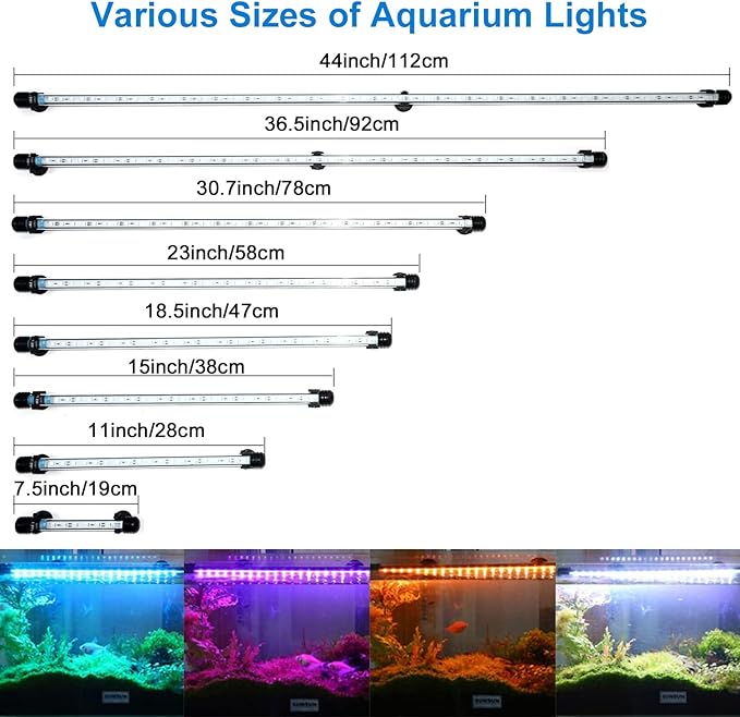 VARMHUS LED Aquarium Light,Fish Tank Light with Remote Controller&APP Control,DIY Full Spectrum Optional Color&Intelligent Timing and Dimming,29 Light Modes and 4 Music Control Modes 12LEDS-RGB 11''