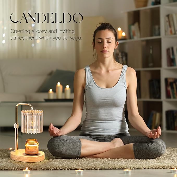 Candle Warmer Lamp with Timer: Gold Candle Warming Lamp Height Adjustable Wax Melt Warmer Dimmable Modern Farmhouse New Home Bedroom Decor Mothers Day Housewarming Gift for Women