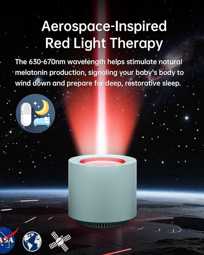 Sleep Sound Machine: Red Light Therapy White Noise Sound Machine with 38 Soothing Sounds & Calming Womb Soother, Memory Function, Dimmable Nursery Night Light with Timer for Baby Adult Gift (Slate)