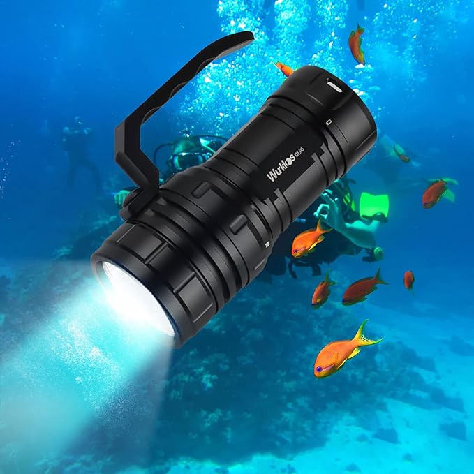 Wurkkos Diving Flashlight DL06 Max 15000 Lumen Scuba Dive Light, 100°Beam Angle Diving Light with 6 LED, IPX8 Waterproof Dive Torch 100m Underwater Flashlight Neutral White(5000K)