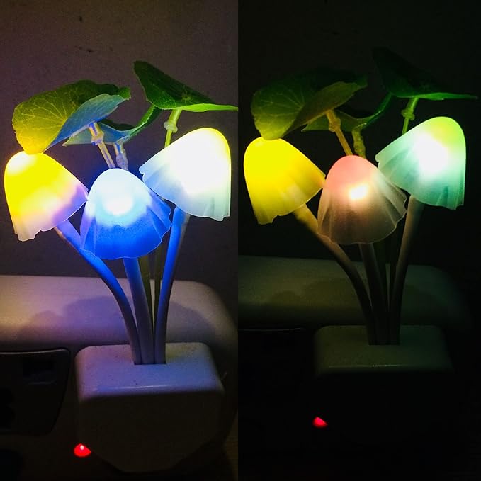 AUSAYE Plug in Night Light, Sensor Light Color Change Cute Mushroom Light LED Nightlights for Kids, Adults, Bedroom, Bathroom,Hallway, Stairs, Kitchen