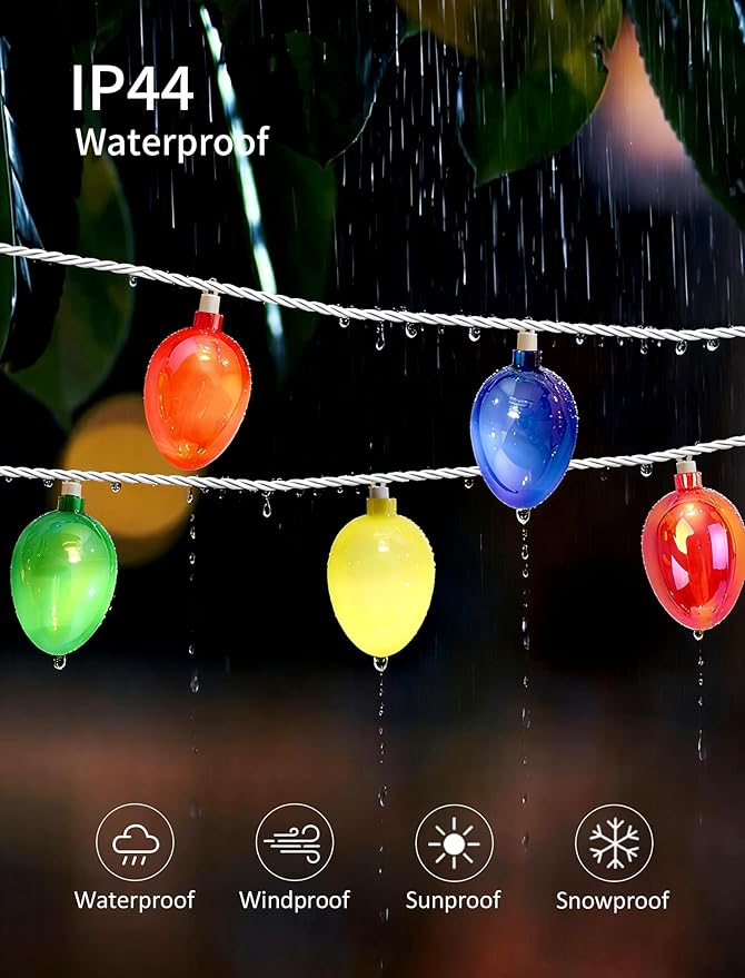 UL 12FT Connectable Easter Lights, 20 LED Electroplated Vintage Eggs,Outdoor Waterproof String Lights, Warm White Multicolor, Patio Garden Window Decor