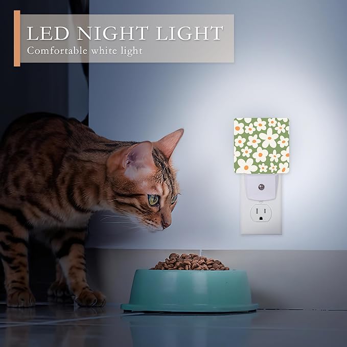 Night Light,Retro 70's Goovy Flowers Night Lights Plug into Wall for Boys Girls Bedroom Decorative Half Round Nightlight Led Lamp 0.5W Sleep Friendly