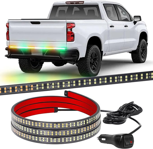 XRIDONSEN 48 inch Truck Amber Green Tailgate Strobe Lights Strip Rear Window Lights 288 LED Tail Emergency Light Bar Flashing Warning Hazard Safety for Plow Trucks Construction Vehicles Pickup Trailer