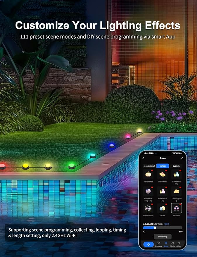 APPECK Smart Ground Lights Wired 32 Pack, 100FT RGBW Color Changing Pathway Lights, 2200K Warm White Landscape Lighting, for Garden Yard Lawn Path Holiday Party Decor, with App/Google Assistant