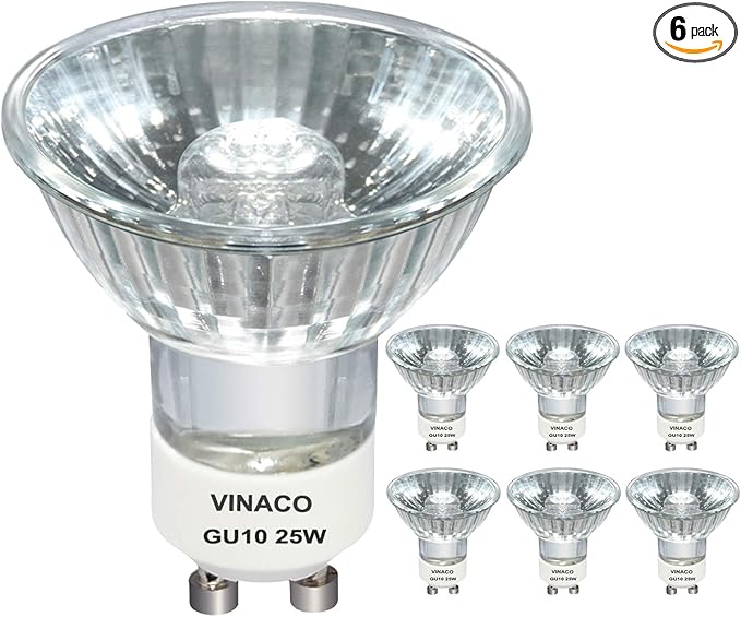 Vinaco GU10 Bulb 6 Pack, MR16 Halogen, Warm White 2800K, Dimmable For NP5 GU10 25W Bulb Candle Warmer, Track Light, Hood Bulbs