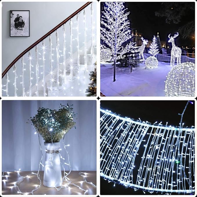 FULLBELL Christmas Lights, Fairy Lights Outdoor 66Ft 200 LED with Memory Modes Controller, Plug in Easter Decor Lights for Bedroom Party Wedding Garden Christmas Tree Indoor Outdoor Decorations
