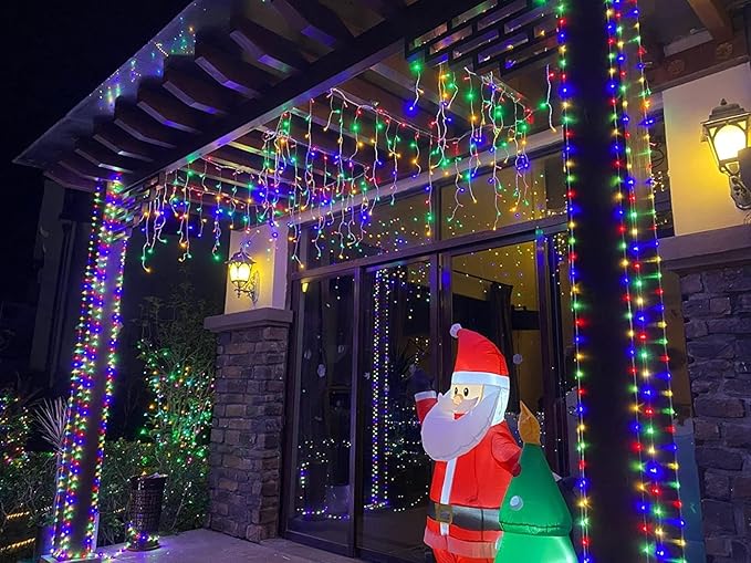 YEGUO 4 Pack Multicolor Solar Fairy Lights, Each 33ft 100 LED Christmas Lights Outdoor Waterproof, 8 Modes Sliver Wire Solar String Lights