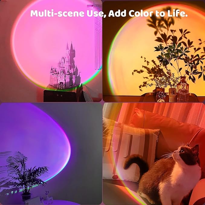 Sunset Lamp Projector for Room Decor,Endless Color Sun light Lamp Mood Lighting,Sunrise Sunset Light 360°Rotation LED Projection Lamp for Party,Tiktok Live,Photography|Multicolors,APP&Button Switch