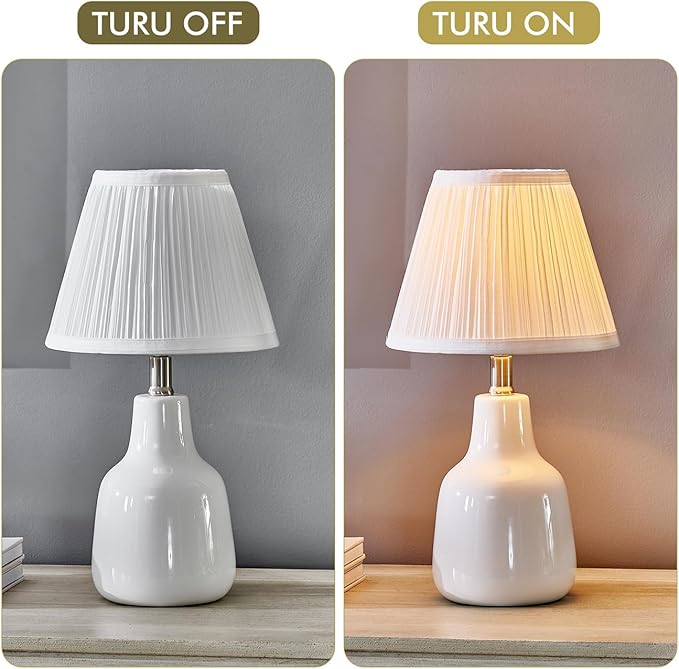 Uno Lamp Shade,Drum Pleated Lamp Shades 5" Top x 9" Bottom x 7" Slant Height,Barrel Small Replacement Lampshade (Slip Uno Fitter), Fabric Lampshades Table lamp Shades Bottle Lamp Shade,1 Pack(White)