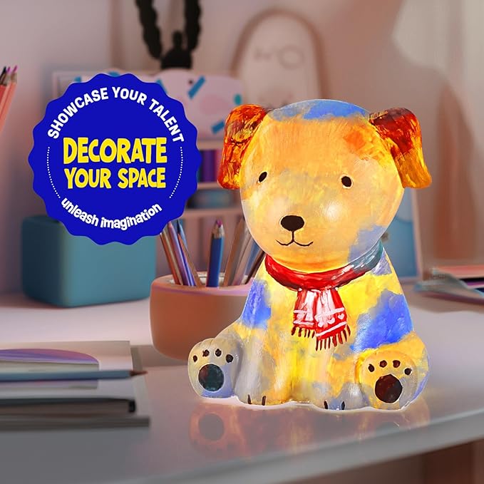 Paint Your Own Dog Lamp Kit, Art Supplies Painting Kits for Kids, Arts and Crafts for Kids Ages 8-12, Dog Toys Girls Boys Birthday Easter Gifts for Kids Ages 3 4 5 6 7 8 9 10 11 12+
