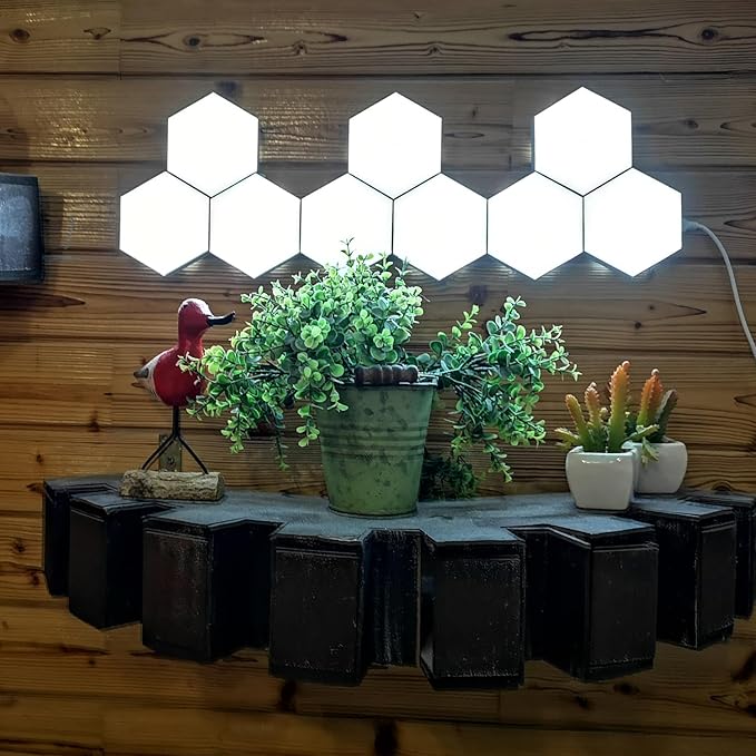 6Pcs Hexagon LED Light (White, Touch Model) - Smart Touch Sensor DIY Modular Wall Lamp for Bedroom, Company Front Desk & Room Decorative Wall Decoration