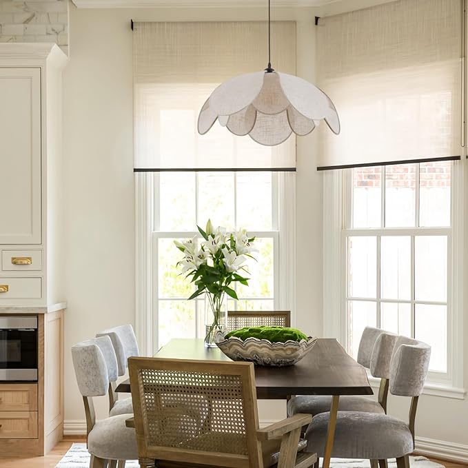 Farmhouse Rattan Chandeliers for Dining Room, 22in Coastal Boho Chandeliers, Wicker Hanging Pendant Lights, Hand Woven Lighting Fixture for Kitchen Island, Living Room, Bedroom