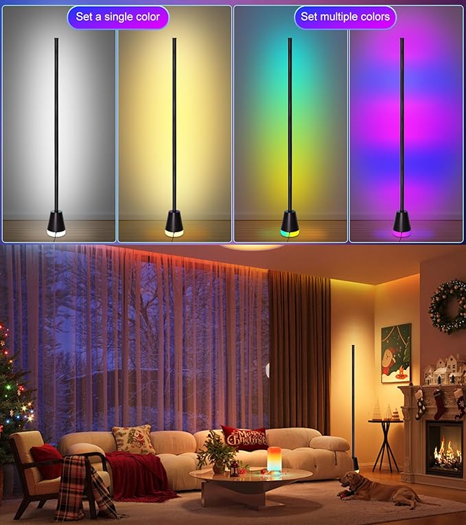 2PCS Corner Floor Lamp,Smart RGB LED Corner Lamp with App and Remote Control,16 Million Colors & 68+ Scene,Music Sync,Timer Setting,Ideal Standing Lamp for Living Rooms,Bedrooms,Gaming Rooms
