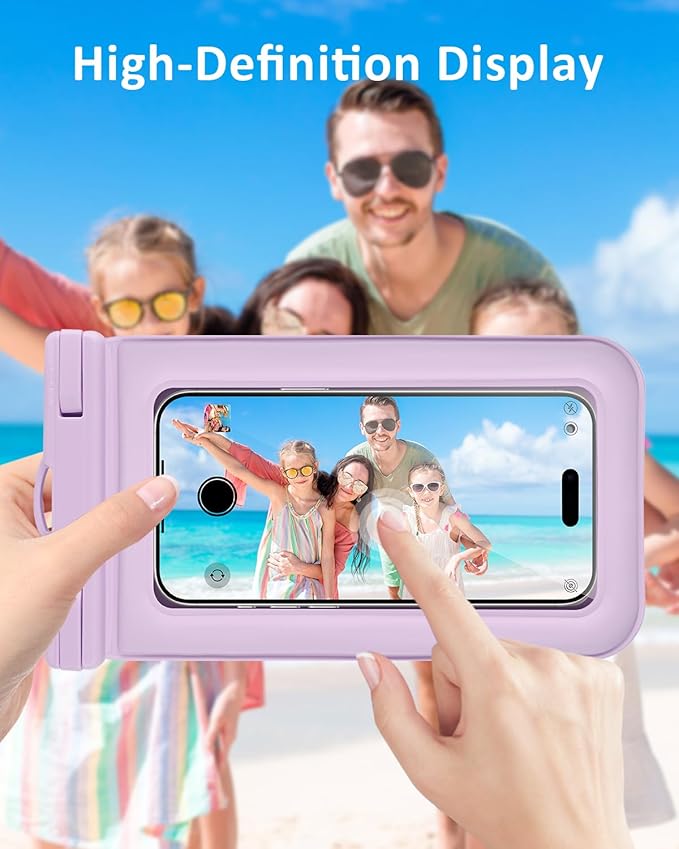 Floating Waterproof Phone Pouch 2 Pack, IP68 Waterproof Phone Case, Up to 8.3" Dry Bag for iPhone 17 16 15 14 Pro Max Samsung S25 Ultra S24 S23, Kayak/Beach/Cruise Travel Essentials, Purple