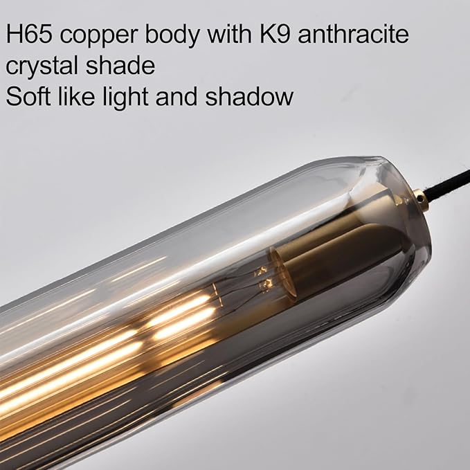 Pendant Lights Kitchen Island Pendant Lights Pendant Light fixtures Kitchen Pendant Light pendent Light Smoke Gray Crystal lampshade Island Pendant Lights for Kitchen