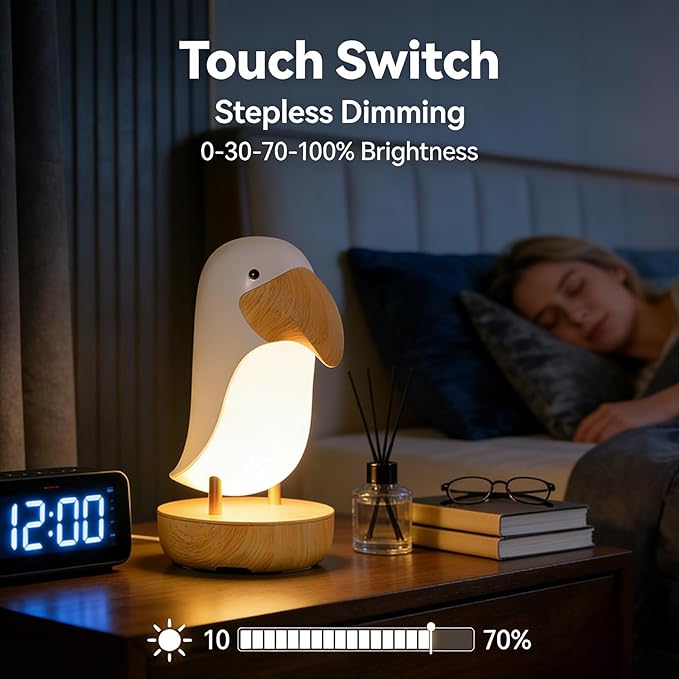 Bird Table Light - Rechargeable Night Light, Cordless Desk Lamp, Decor Lamp for Bedroom, Nursery, Living Room | Warm White LED, Gift for Bird Lovers & Home Decoration