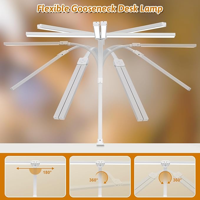 LED Desk Lamp for Office Dorm Home - Eye Caring Desk Light with Timer, Remote Control 24W Brightest Dual Screen Computer Monitor Gooseneck Dimmable Table lamp with Anti-Glare Cover Clamp