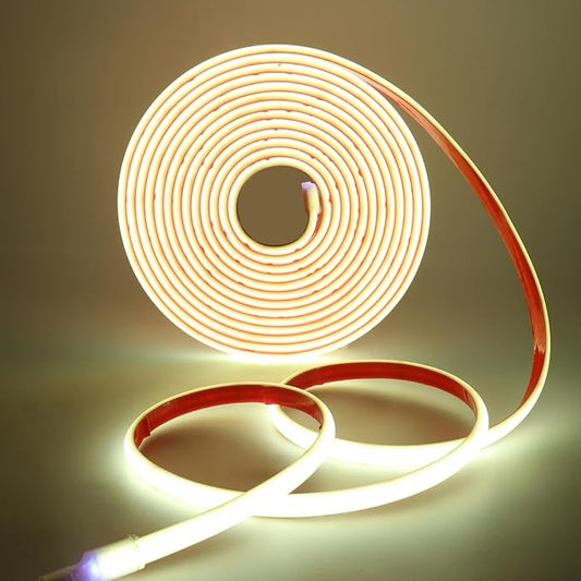24V COB Neon Strip, 320LEDs/m Ultra-Bright Flexible COB Neon LED Strip, Outdoor Waterproof IP68 Self-Adhesive Tape, Red/White 2-Wire LED Fairy Lights for Patio, Christmas（White,11M）