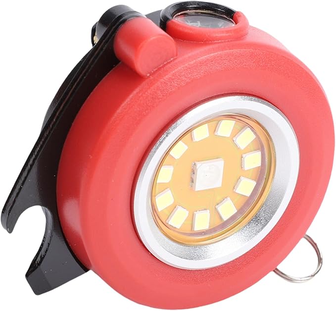 Keenso Keychain Flashlight, Aluminum Alloy Portable LED Torch with RGB Modes, Emergency Light for Camping and Car Repair (Red)