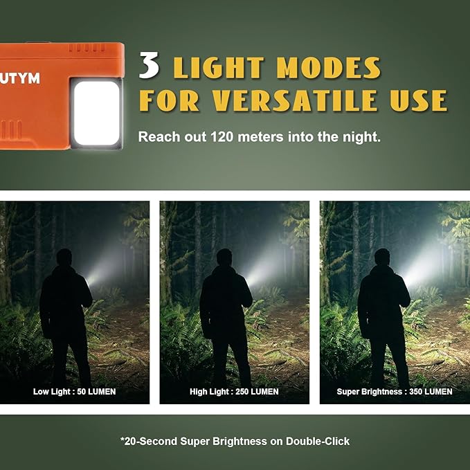 Clip-on LED Rechargeable Flashlights – 500lm EDC Mini Pocket Light, Hands-Free Magnetic Work Light with 180° Rotatable Clip & RGB Emergency Mode for Camping, Hiking, Repairs, Walkies