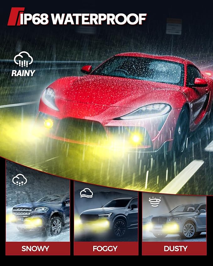 Torchbeam H11/H16/H8 LED Fog Light Bulbs Yellow, 12000 Lumen Upgrade,600% Brightness H11 Yellow LED Fog Lights, 1:1 Replacement For Cars,Trucks,and SUVs,3-minute quick installation,Pack of 2