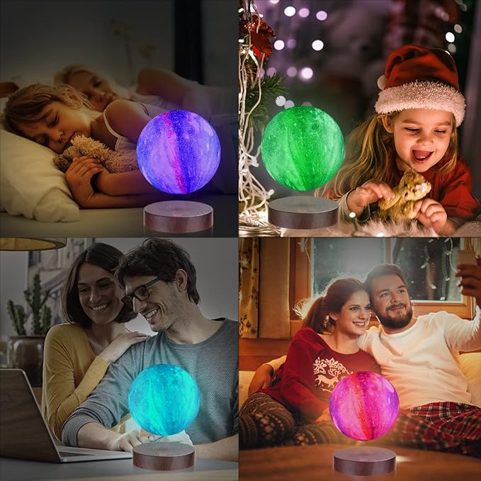 UVEHAS Levitating Galaxy Moon Lamp, 16 Colors Magnetic Levitation 3D Printing Moon LED Light with Remote Control, Floating and Spinning in Air Night Lights for Room Decor, Birthday Christmas Gifts