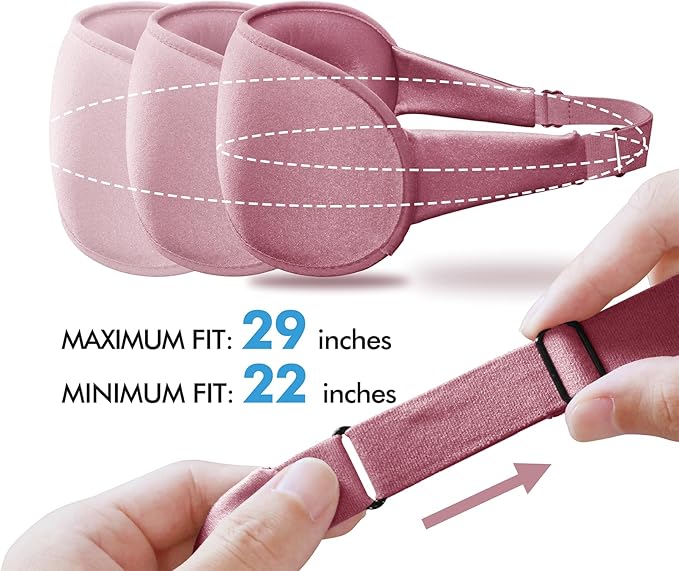 Sleep Eye Mask for Men Women, Lash Extensions 3D Contoured Cup Sleeping Mask, Travel Blackout Night Blindfold Eye Shade Cover with Adjustable Strap (Pink-Side Sleeper)