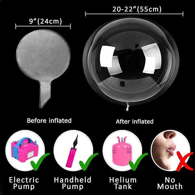 Lightsfever LED Light up Party Balloons with Batteries, 22 inch warm white Big Size Clear Bobo Balloons for Helium or Air, thanks giving party balloons(12 pack warm white)