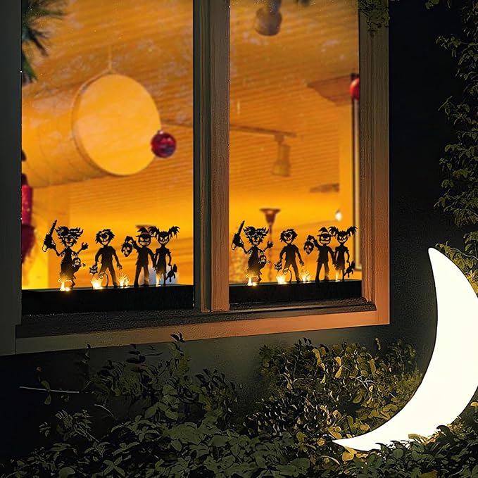 Halloween Table Decor Led Lights Silhouette Decoration Metal Horror Character Battery Operated Indoor Decoration Perfect Halloween Decor for Tabletop,Party, Home, Window