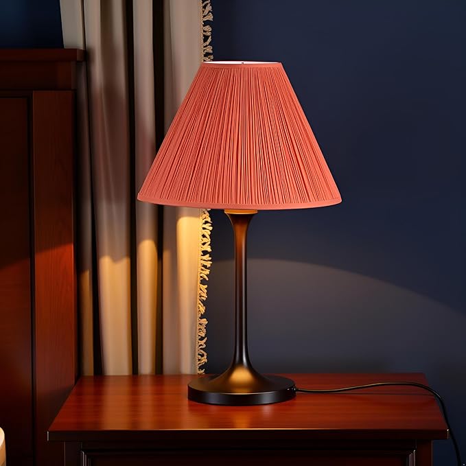 Aspen Creative 33197, Hardback Empire Transitional Spider Lamp Shade, Mushroom Pleated Carrot Faux Silk Fabric, 6" Top x 16" Bottom x 12" Slant Height