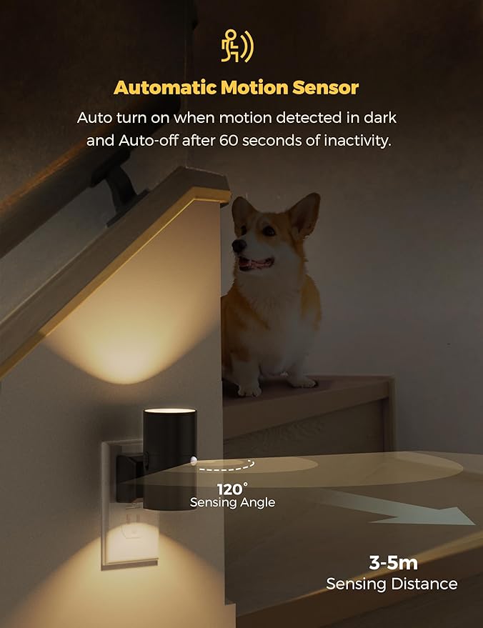 L LOHAS LED Motion Sensor Night Light Plug in, Motion Activated Night Light, 0-100LM Dimmable, 3000K Soft White, Motion Sensor Light Indoor for Bathroom Hallway Bedroom Stairway Kids Elderly, 2 Pack