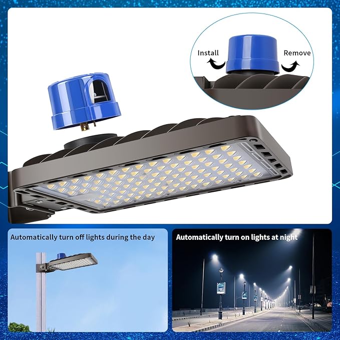 Juyace 240W LED Parking Lot Light Trunnion Bracket Yoke Wall Mount Dusk to Dawn Outdoor Lighting Exterior Flood Commercial Outside IP65 Waterproof 100-277V Security Area