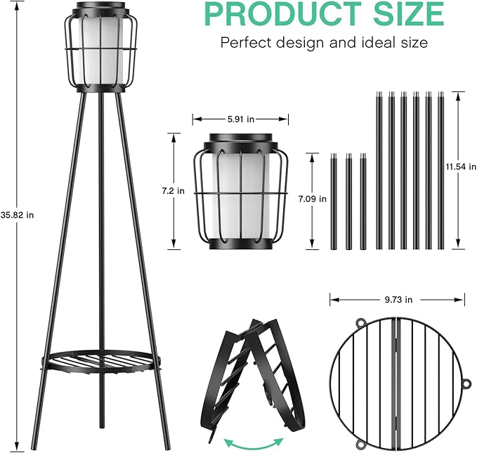 MXwcy 2 Pack Solar Lights Outdoor with Plant Stands - Solar Floor Lamp & Street Lights with Metal Tripod - Patio Decor for Garden, Yard, Pathway, Driveway, Porch