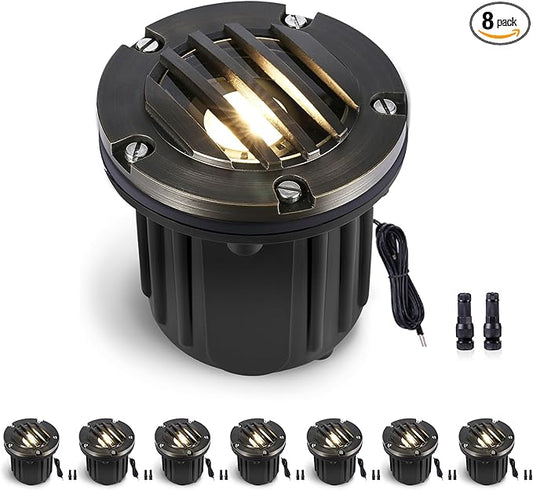 Gardenreet MR16 Well Light - Solid Brass Electric LED Low Voltage Inground Lighting, 12V Replaceable Bulb Weatherproof Fixture, Antique Bronze for Wall Yard Patio Without MR16 Bulb