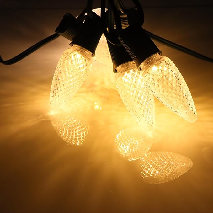 5PCS C9 LED Christmas Light Bulbs - C9 led Bulbs with E17 Base Sockets Replacement Bulbs for Outdoor String Lights - Commercial Grade Warm White