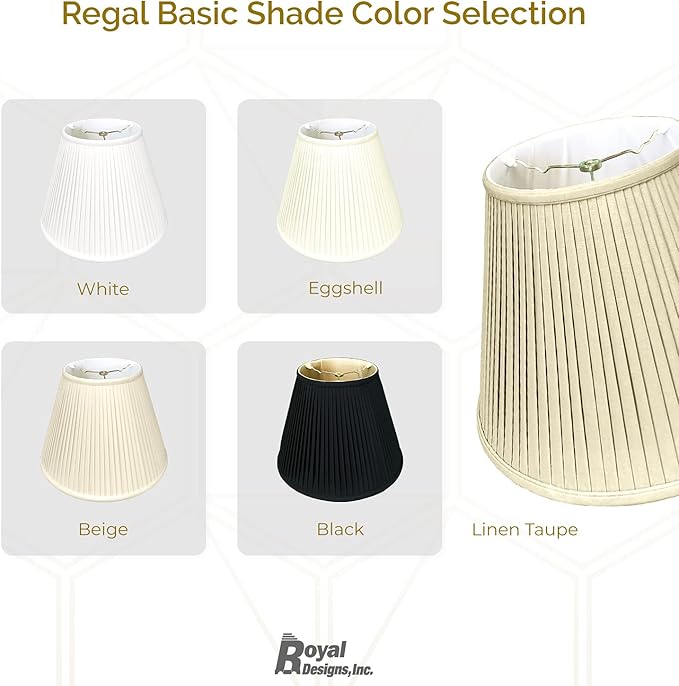 Royal Designs, Inc. Deep Empire Side Pleat Basic Lamp Shade, BS-728-18BG-2, Beige, 9 x 18 x 14, Set of 2