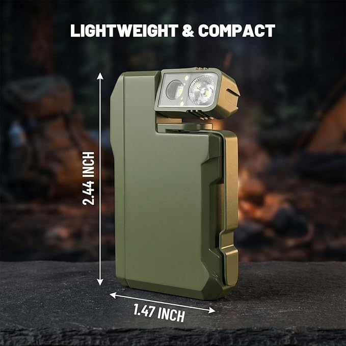 Rechargeable EDC Flashlight, 450 Lumens180° Rotatable Portable Flat Mini Pocket Flashlight, IPX6 Waterproof Multi-Mode RGB Magnetic Keychain Flashight for Home Working Camping Hiking Emergency (Green)