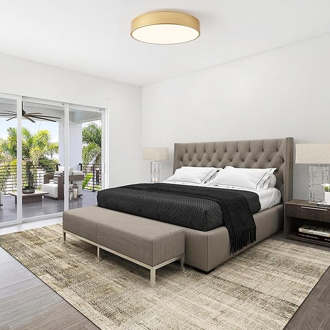 Modern Flush Mount Ceiling Light, 3-Lights Round Gold Ceiling Light Fixtures, Minimalistic Ceiling Lamp Acrylic Shade Lighting Fixture for Bedroom Living Room Laundry Room Hallway(15.8")