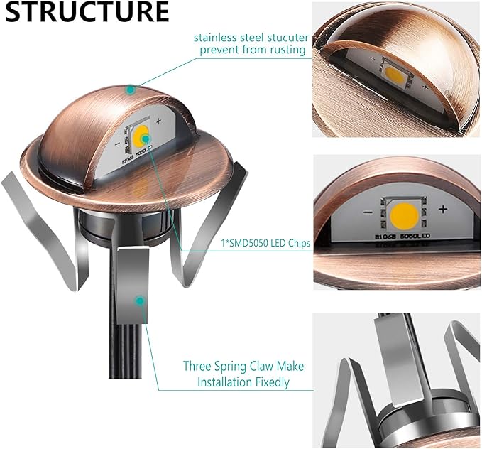 LED Stair Light Low Voltage Waterproof IP65 Outdoor F1.38 Wood 02W~0.4W Multicolored RGB Recessed LED Deck Lighting Yard Garden Patio Step Landscape Pathway Decor Lamp, Bronze (RGB, Pack of 20)