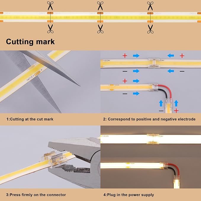 24V COB LED Strip Light Outdoor Waterproof 65.6ft (2 Rolls of 32.8ft), 3000K Warm White 11W/M 312LEDs/M CRI 93 LED Tape Light with Power Supply for Bedroom Courtyard Living Room Ceiling