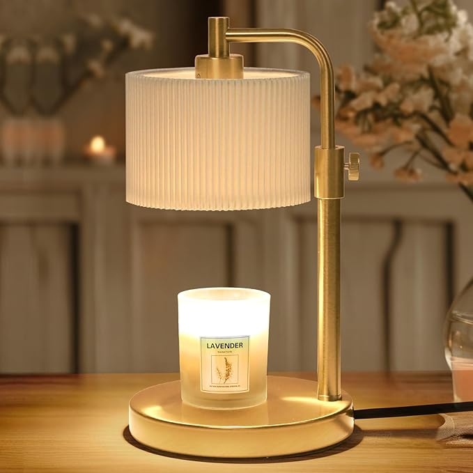 Candle Warmer Lamp, Candle Lamp Warmer with Timer Adjustable Height Wax Warmer Lamp for Jar Candles, Birthday Gifts for Women House Warming Gifts (Gold)