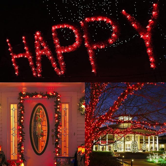 C9 Halloween String Lights, 25Ft Outdoor Orange String Light with 26 Clear Orange Bulbs(1 Spare), Halloween Lights for Indoor Outdoor Party Holiday Lighting Decor, Black Wire