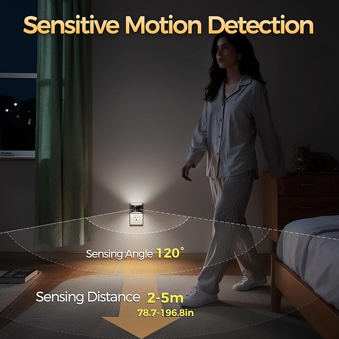 DORESshop LED Night Light[2 Pack], Night Lights Plug into Wall, 3 Mode Plug in Night Light with Motion Sensor, Dusk to Dawn Sensor, 5000K Daylight White, Nightlights for Adults, Bedroom, Hallway