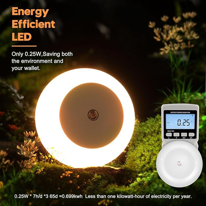 Night Light, Night Lights Plug into Wall, Dusk to Dawn Sensor Warm White Led Night Light 0.5W, 2 Pack Nightlight for Adults, Bedroom, Bathroom, Hallway, Kitchen