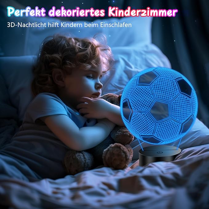 Soccer Easter Gifts for Boys 8-12, 3D Illusion Soccer Lamp Gifts for Kids Teens Boys Girls, 5 6 7 8 9 10 11 12 Year Old Boy Birthday Gifts for Kids Children, Boys Room Decor